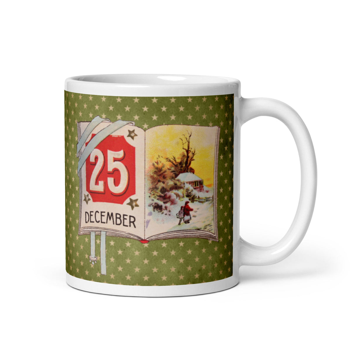 Christmas Mug - 25th Of December Christmas Calendar Retro Christmas Print Glossy Mug