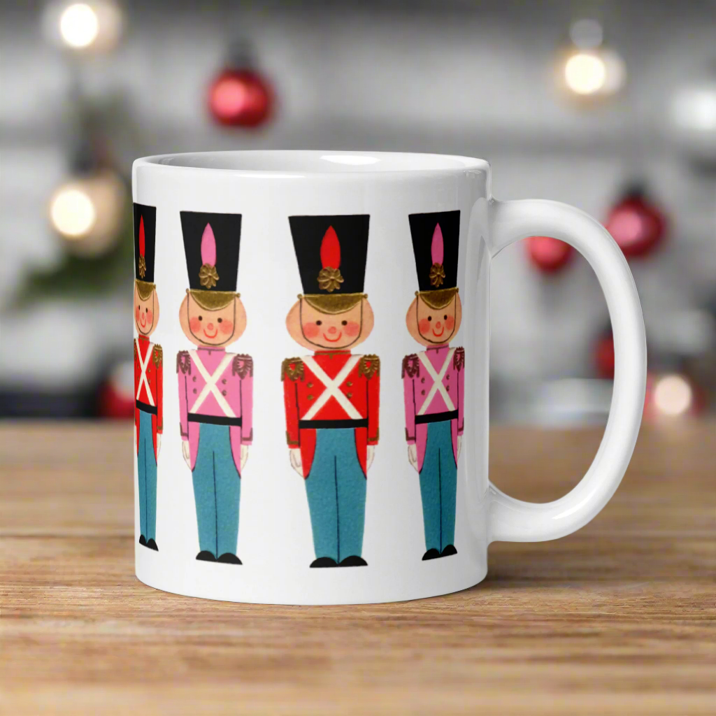 Christmas Toy Soldiers Mid-Century Retro Glossy Coffee Mug
