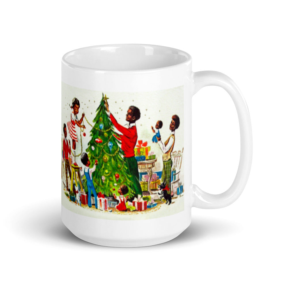 Vintage Family Christmas Mid Century Retro Christmas Print Glossy Mug