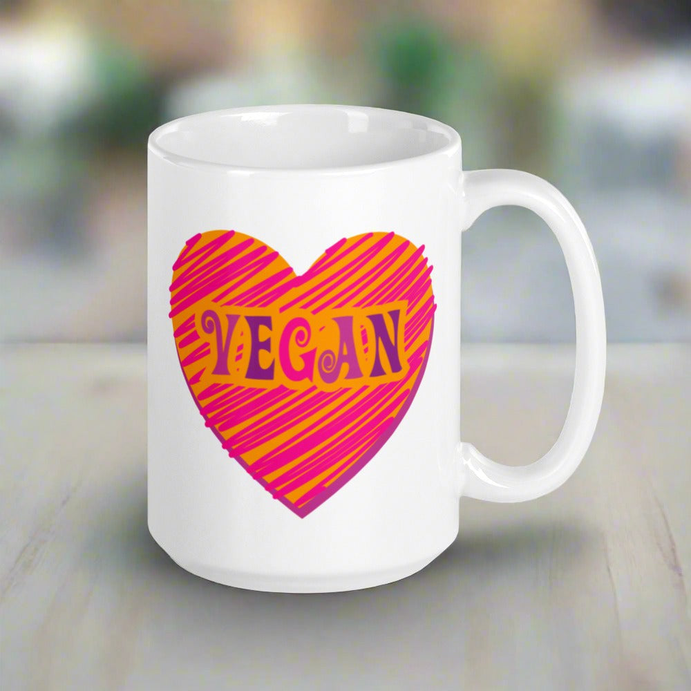 Boho Vegan Heart Glossy Coffee Mug