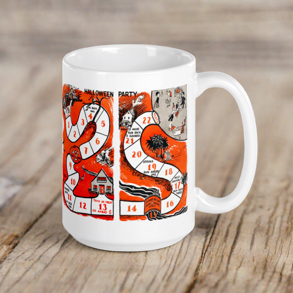 Retro Vintage Halloween Party Board Game Glossy Coffee Mug