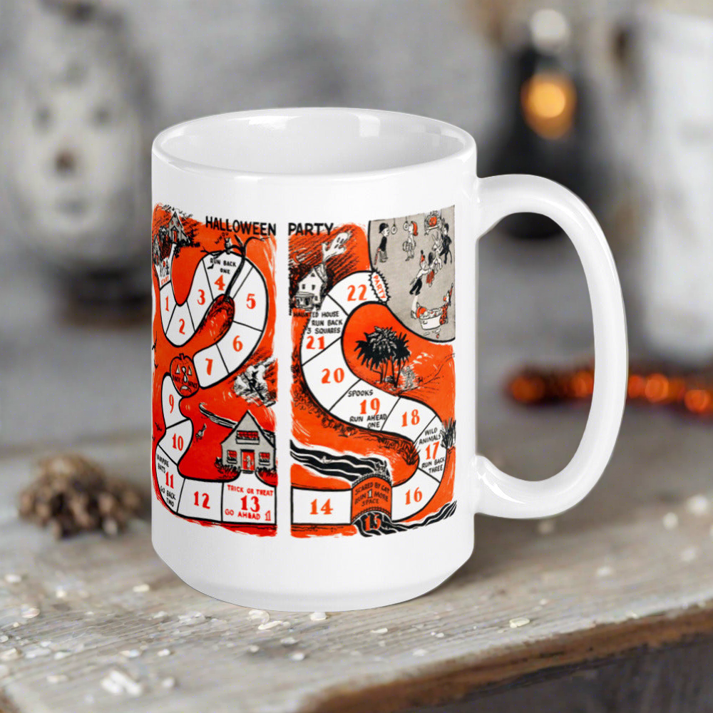 Retro Vintage Halloween Party Board Game Glossy Coffee Mug