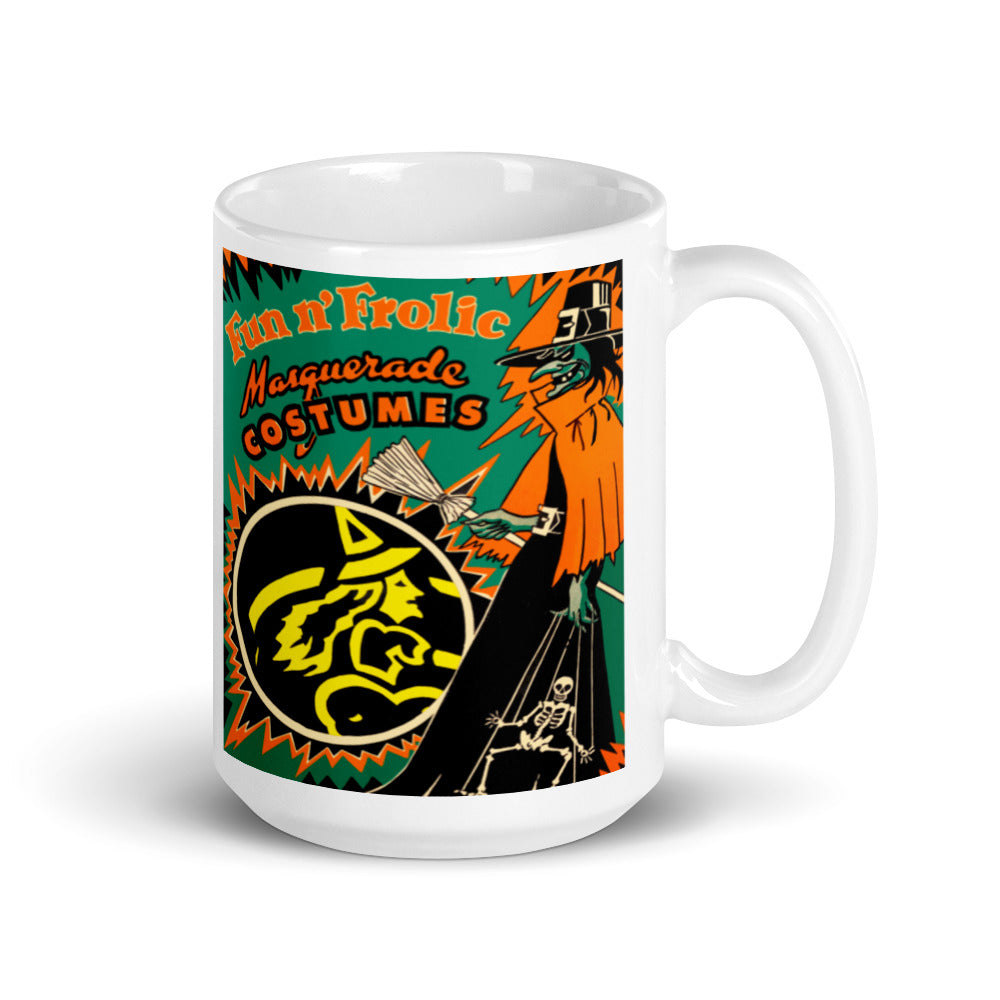 Vintage Witch Skeleton Costume Box Mug - Retro Style