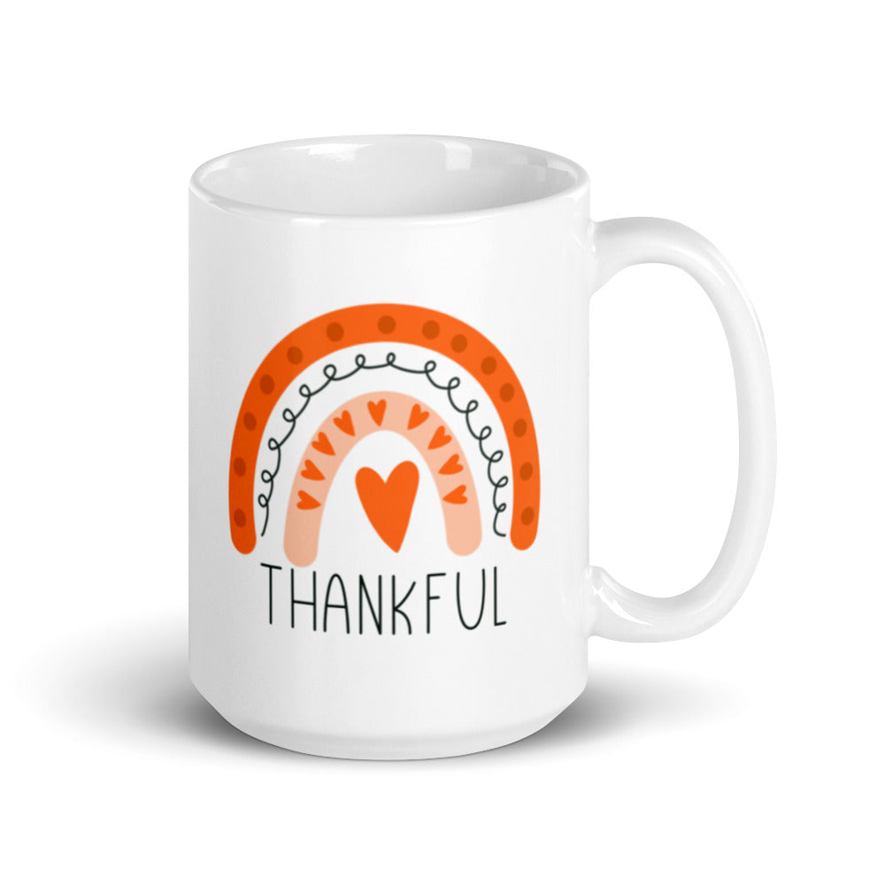 Thankful Rainbow Boho Glossy Mug