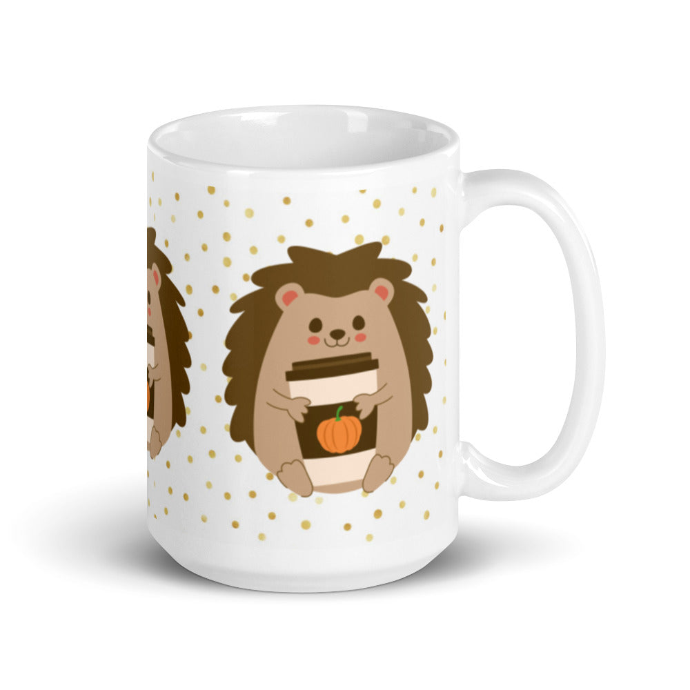 Pumpkin Spice Hedgehog Fall Autumn Glossy Mug