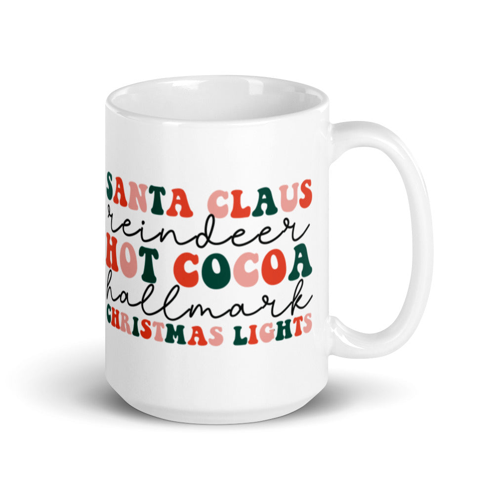 Santa Claus Reindeer Hot Cocoa Hallmark Christmas Lights Mug