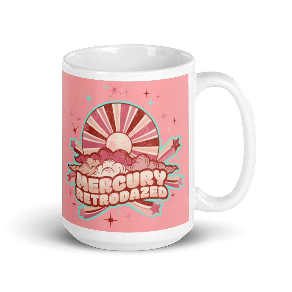 Mercury Retrodazed Astronomy Mercury Retrograde Celestial Pink Distressed Style Celestial Glossy Mug