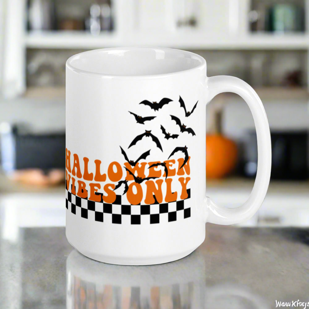 Halloween Vibes Only Bats Halloween Glossy Coffee Mug