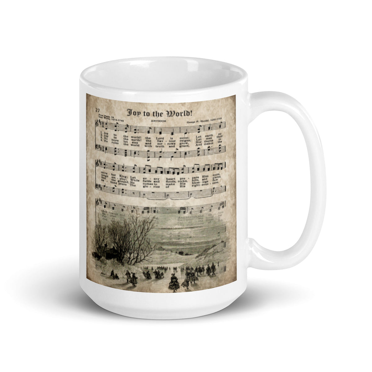 Joy To The World Sheet Music Retro Christmas Print Glossy Mug