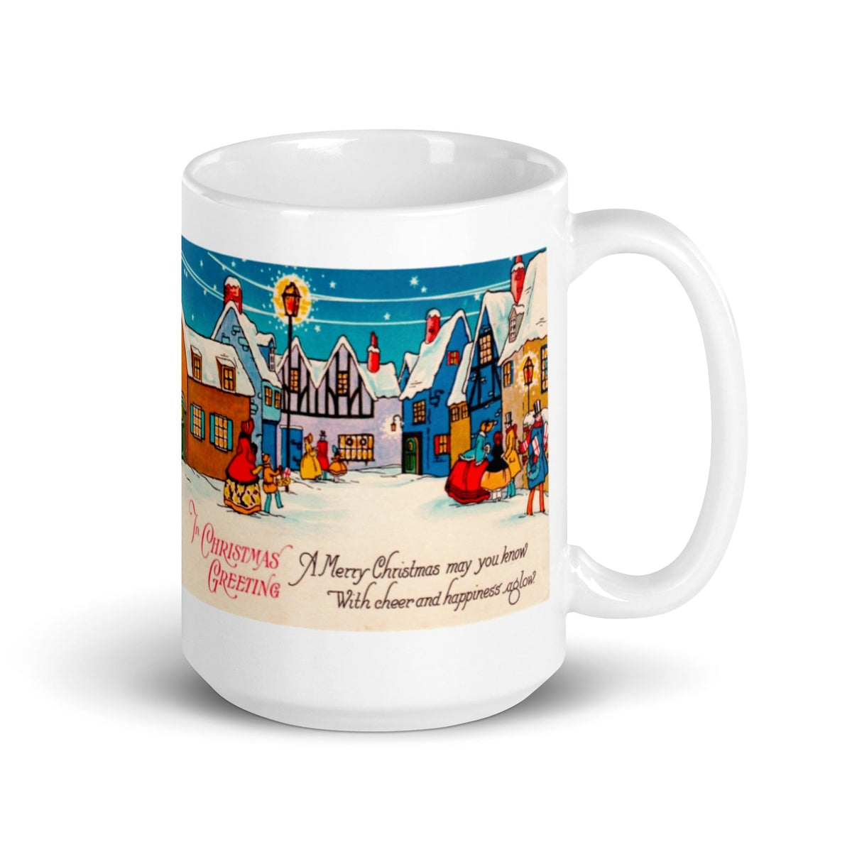 Victorian Christmas Card Retro Christmas Print Glossy Mug