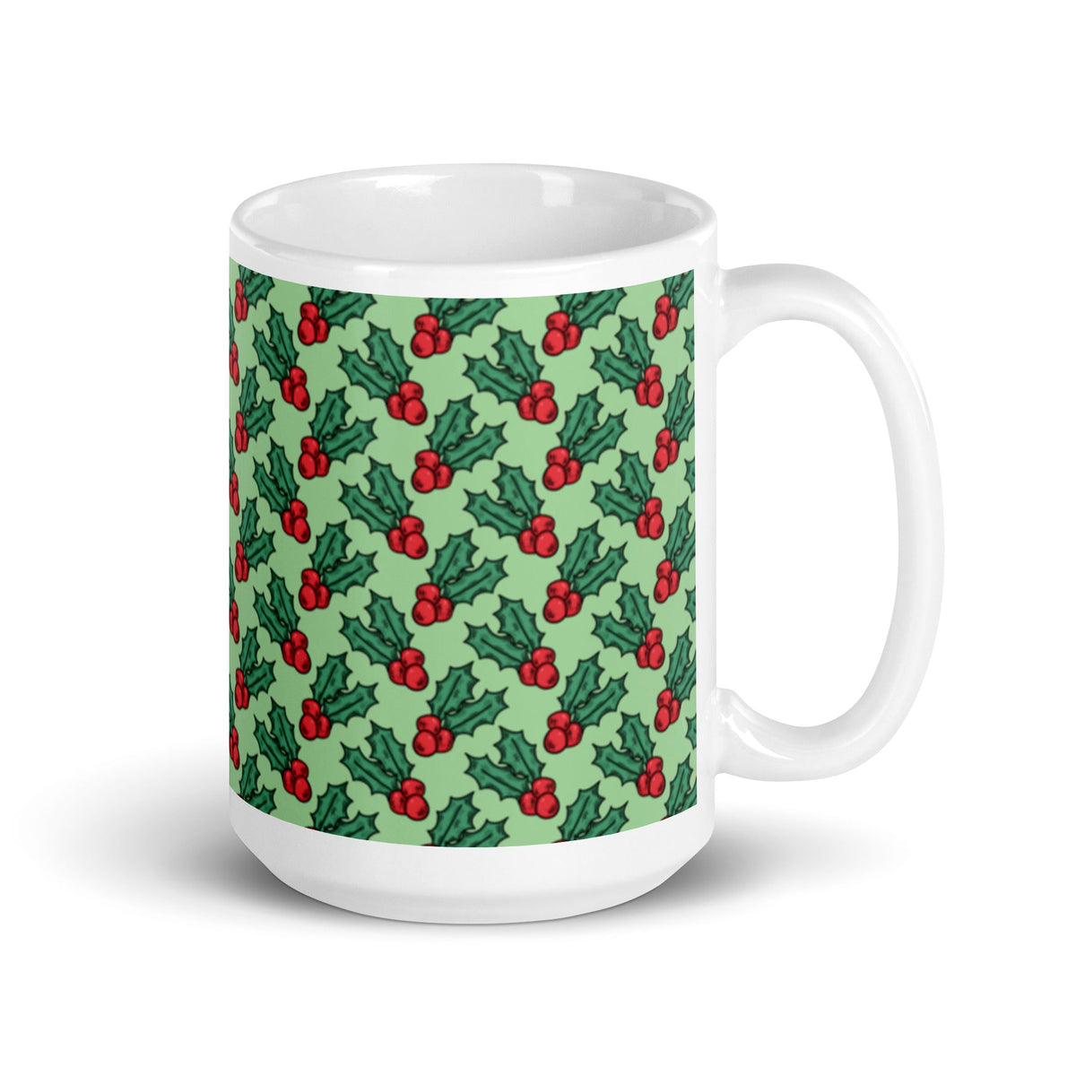 Cute Christmas Holly Green Christmas Glossy Mug
