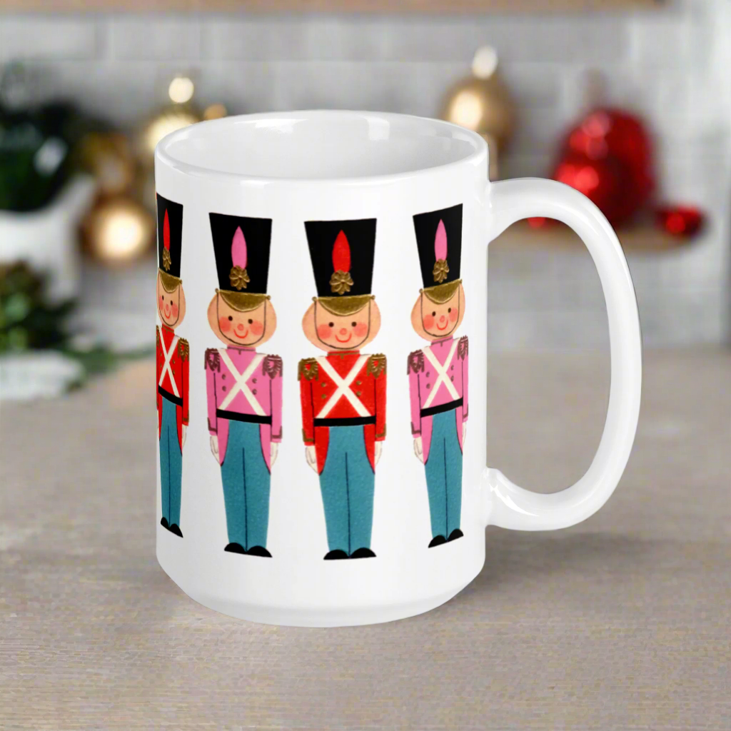 Christmas Toy Soldiers Mid-Century Retro Glossy Coffee Mug