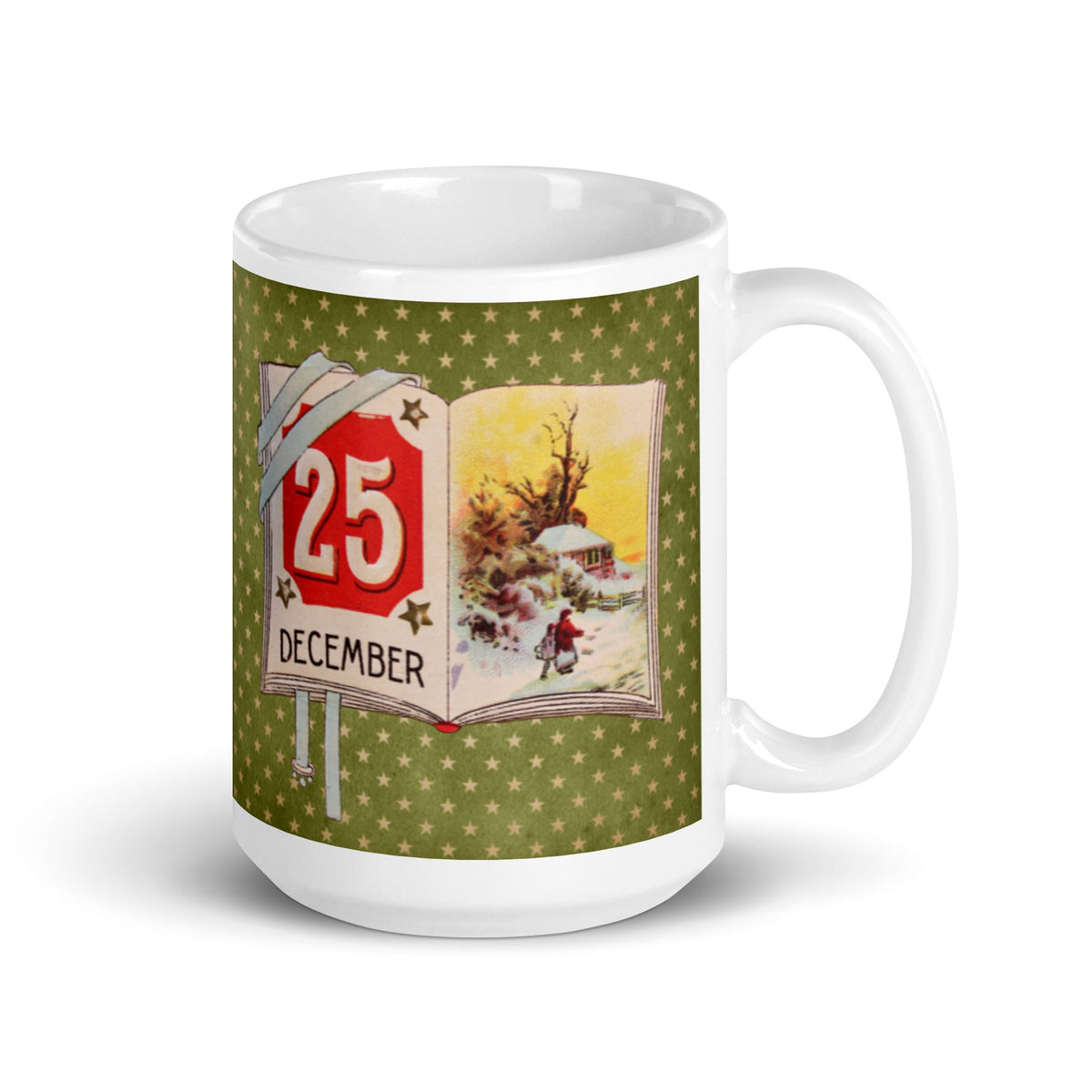 Christmas Mug - 25th Of December Christmas Calendar Retro Christmas Print Glossy Mug
