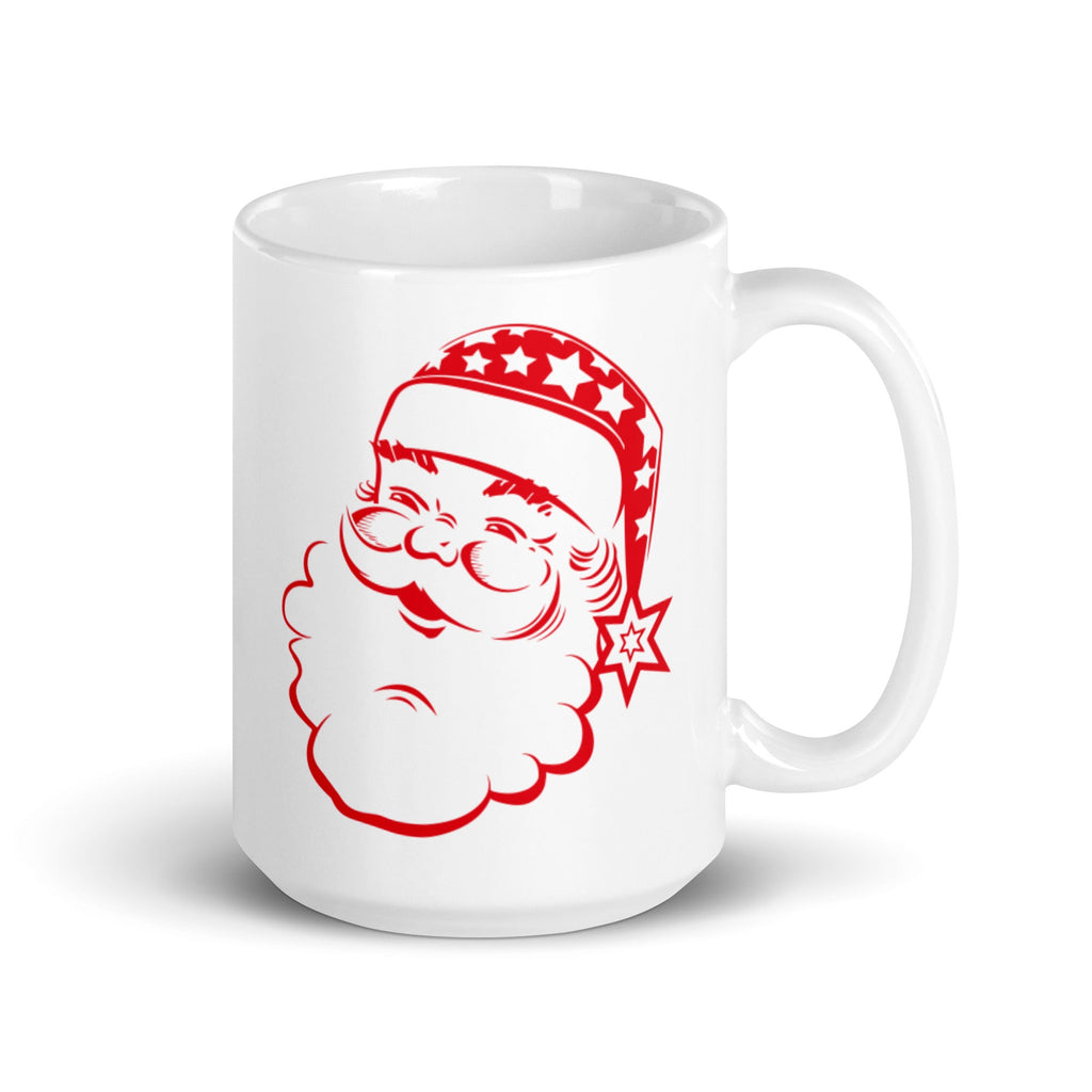 Red Santa Mid Century Retro Christmas Print Glossy Mug
