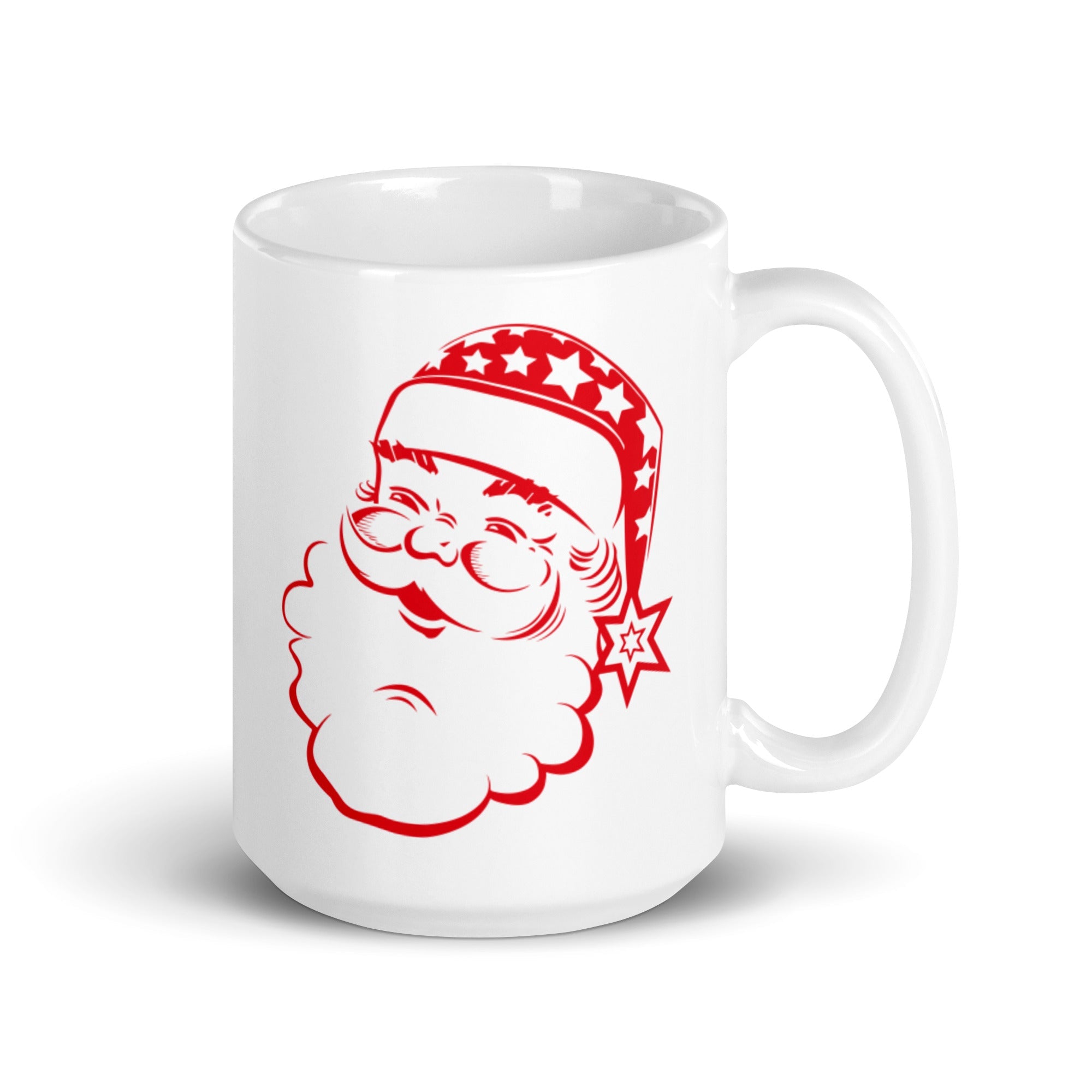 Red Santa Mid Century Retro Christmas Print Glossy Mug