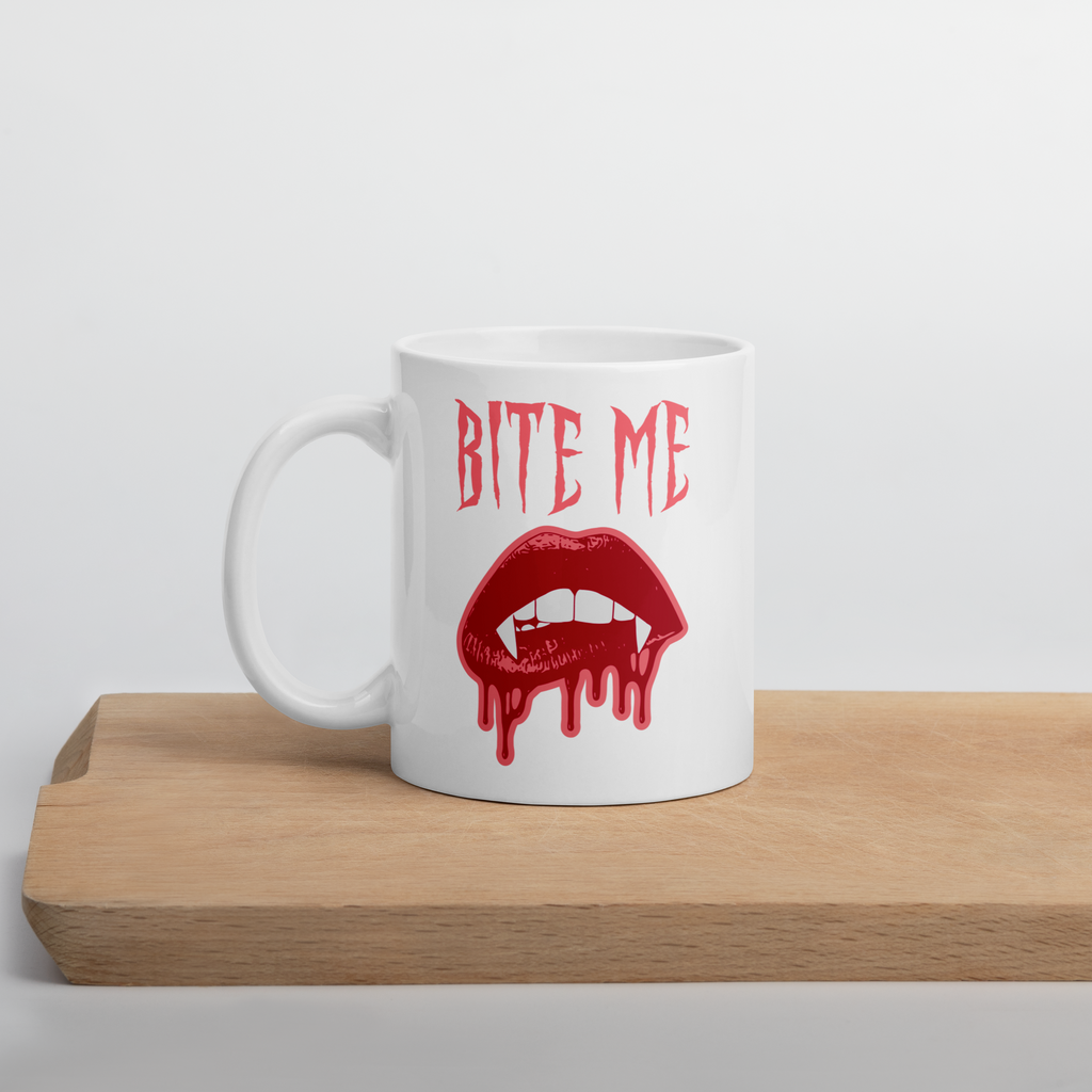 Bite Me Vampire Fangs Halloween Glossy Mug