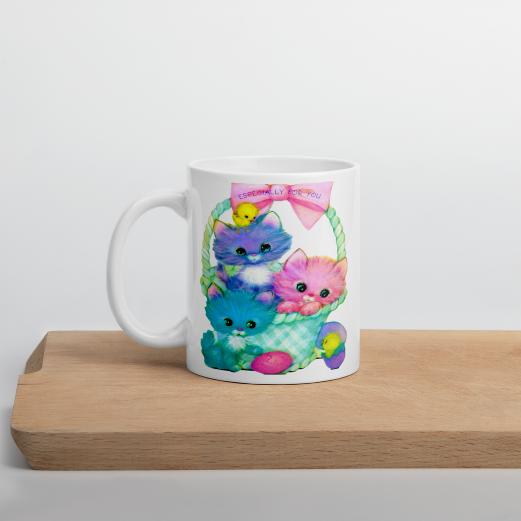 Spring Easter Kittens Baby Chicks Retro Vintage Glossy Coffee Mug