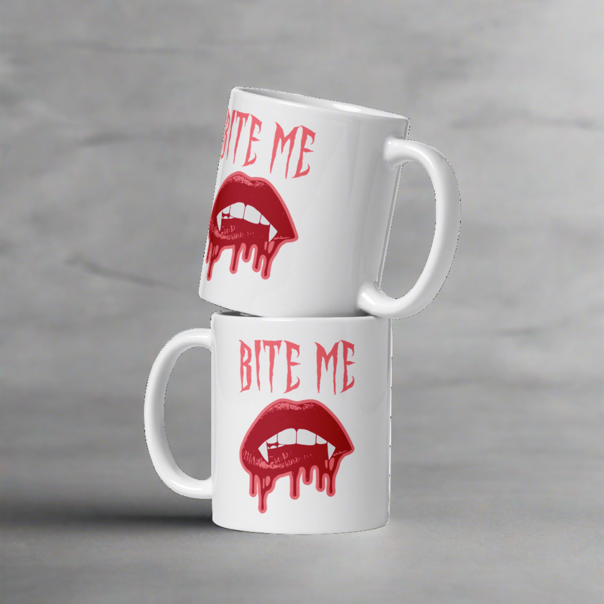 Bite Me Vampire Fangs Halloween Glossy Mug
