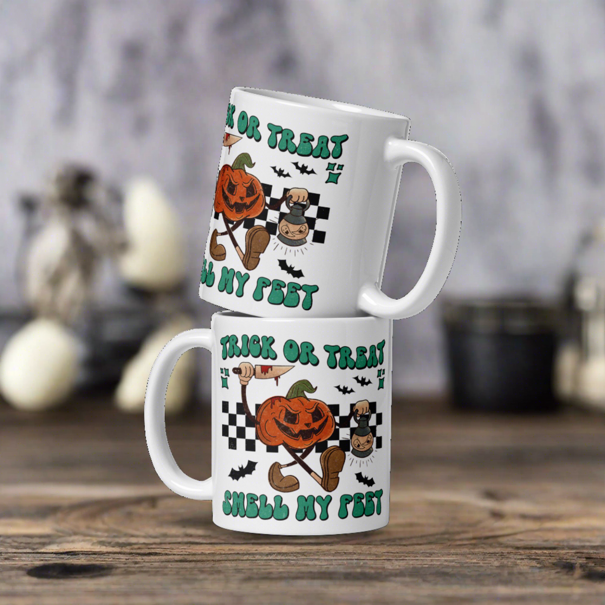 Trick Or Treat Smell My Feet Jack O Lantern Halloween Retro Style Coffee Mug