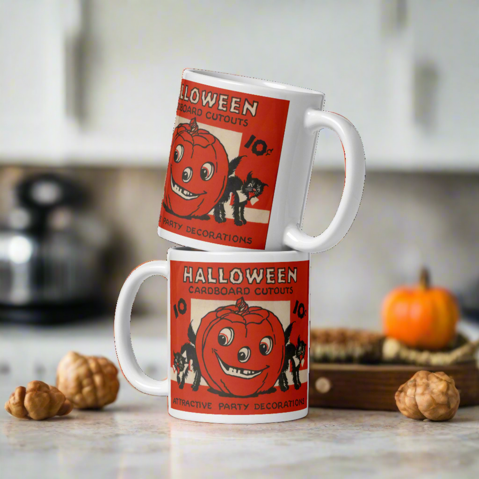 Halloween Cardboard Cutouts Decorations Black Cats Retro Halloween Glossy Coffee Mug