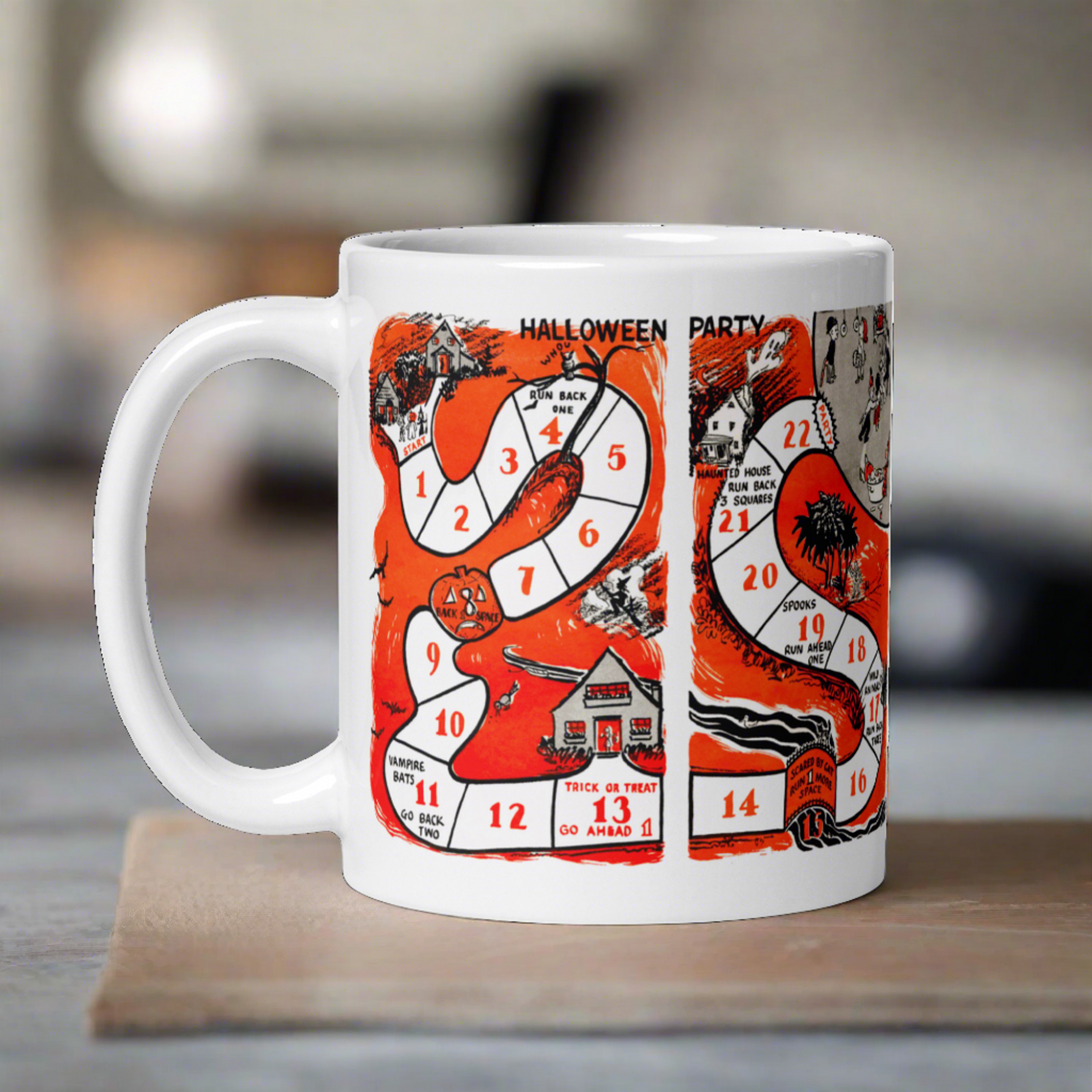 Retro Vintage Halloween Party Board Game Glossy Coffee Mug