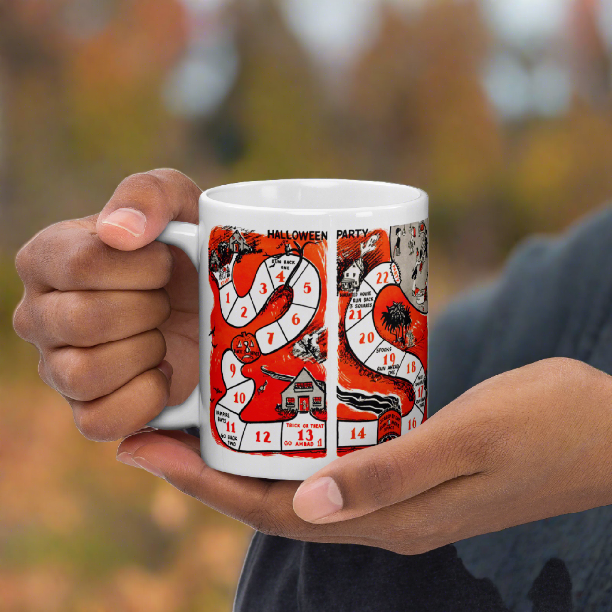 Retro Vintage Halloween Party Board Game Glossy Coffee Mug