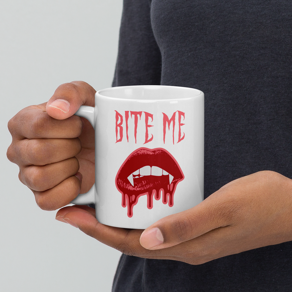 Bite Me Vampire Fangs Halloween Glossy Mug