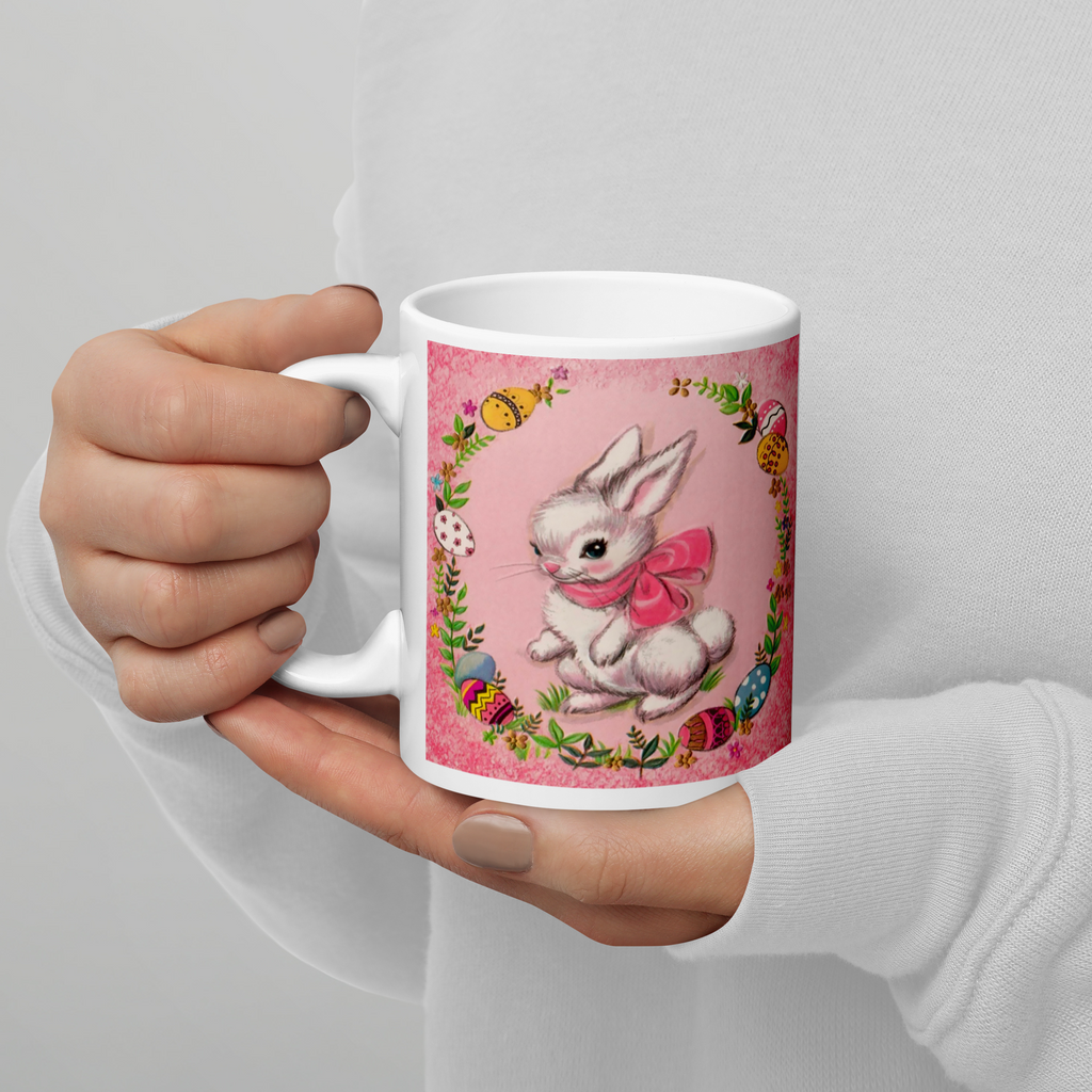 Spring Bunny 1950s Retro Easter Kitsch Glossy Coffee Mug