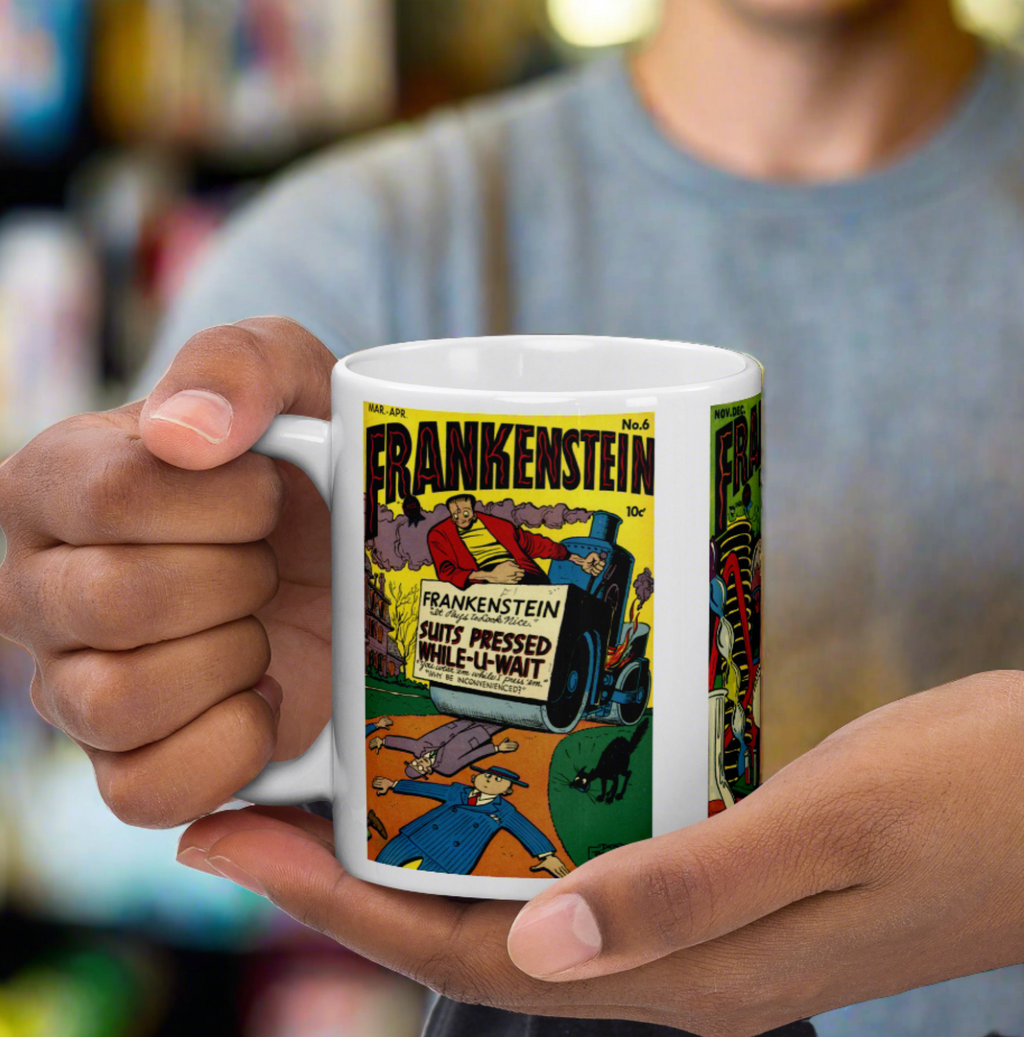 Frankenstein Retro Vintage Comic Book Cover Halloween Coffee Mug