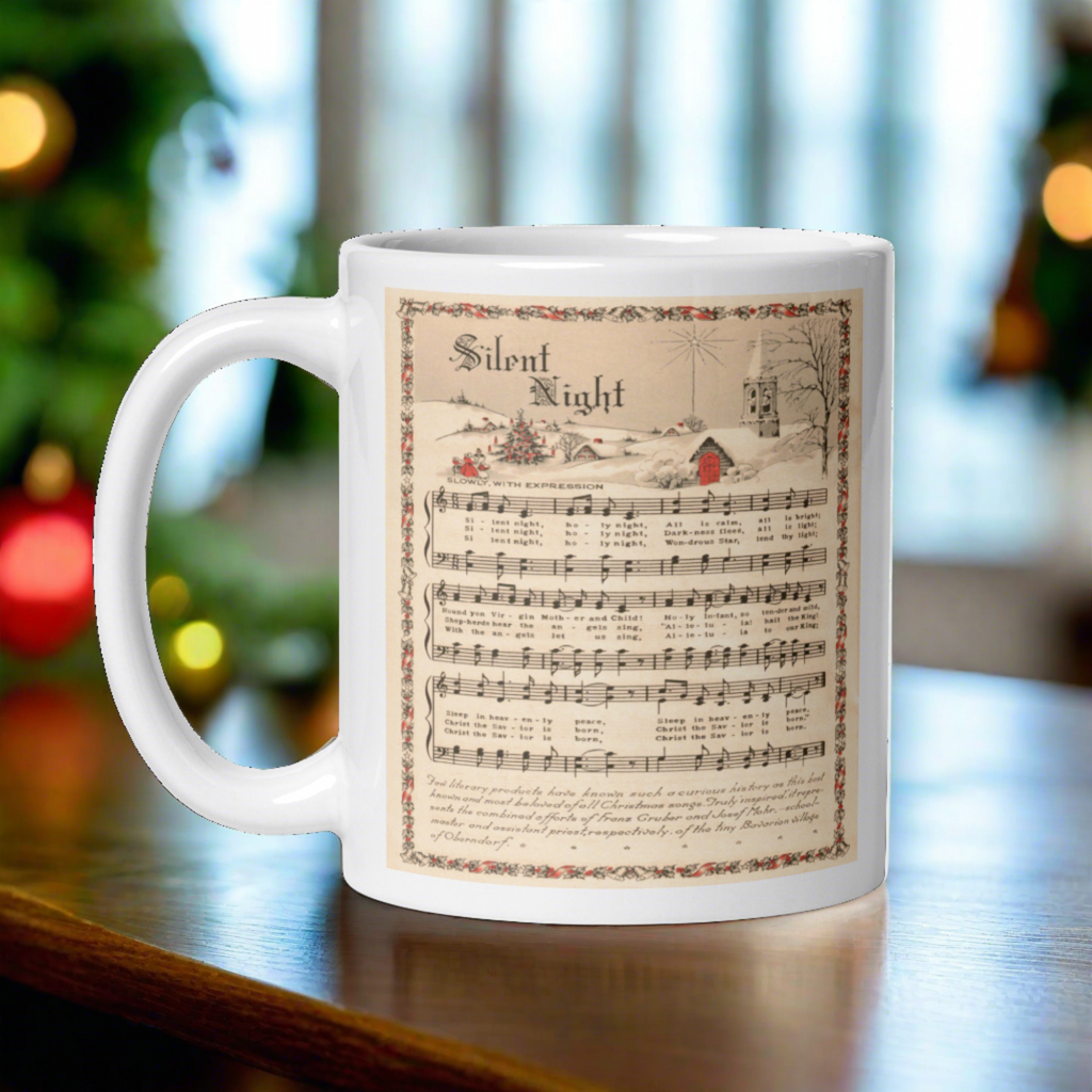 Silent Night Retro Christmas Sheet Music Glossy Coffee Mug
