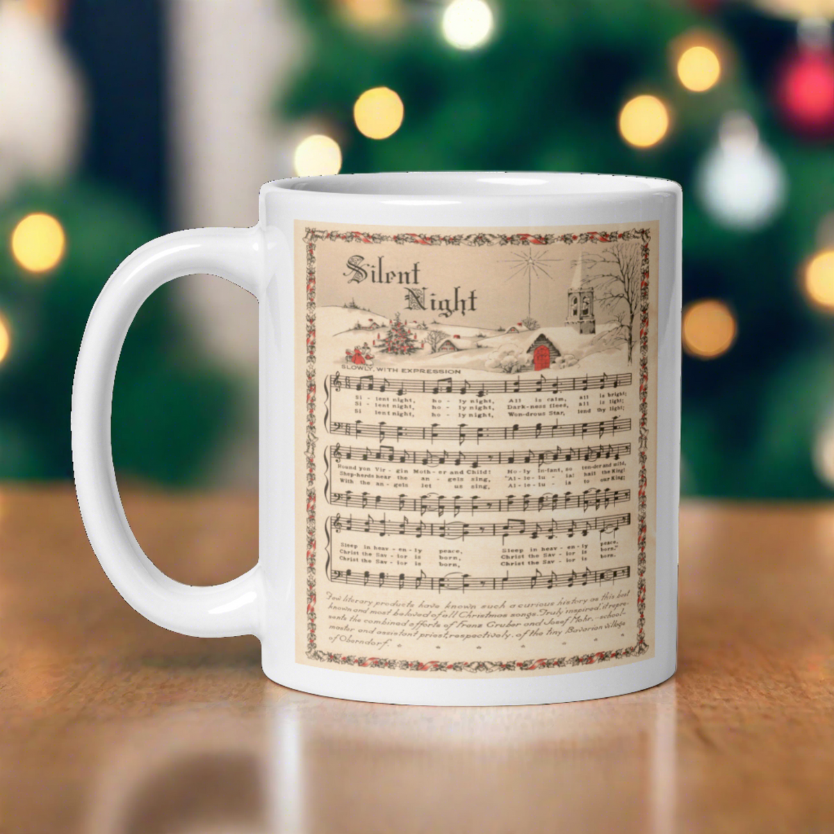 Silent Night Retro Christmas Sheet Music Glossy Coffee Mug