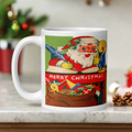 Santa At Workshop Desk Midcentury Christmas Glossy Coffee Mug