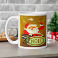 Santa Playing The Drums Retro Glossy Coffee Mug