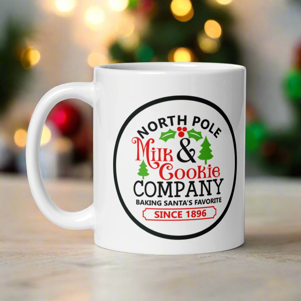 Santa's Milk and Cookie Company Christmas Glossy Coffee Mug