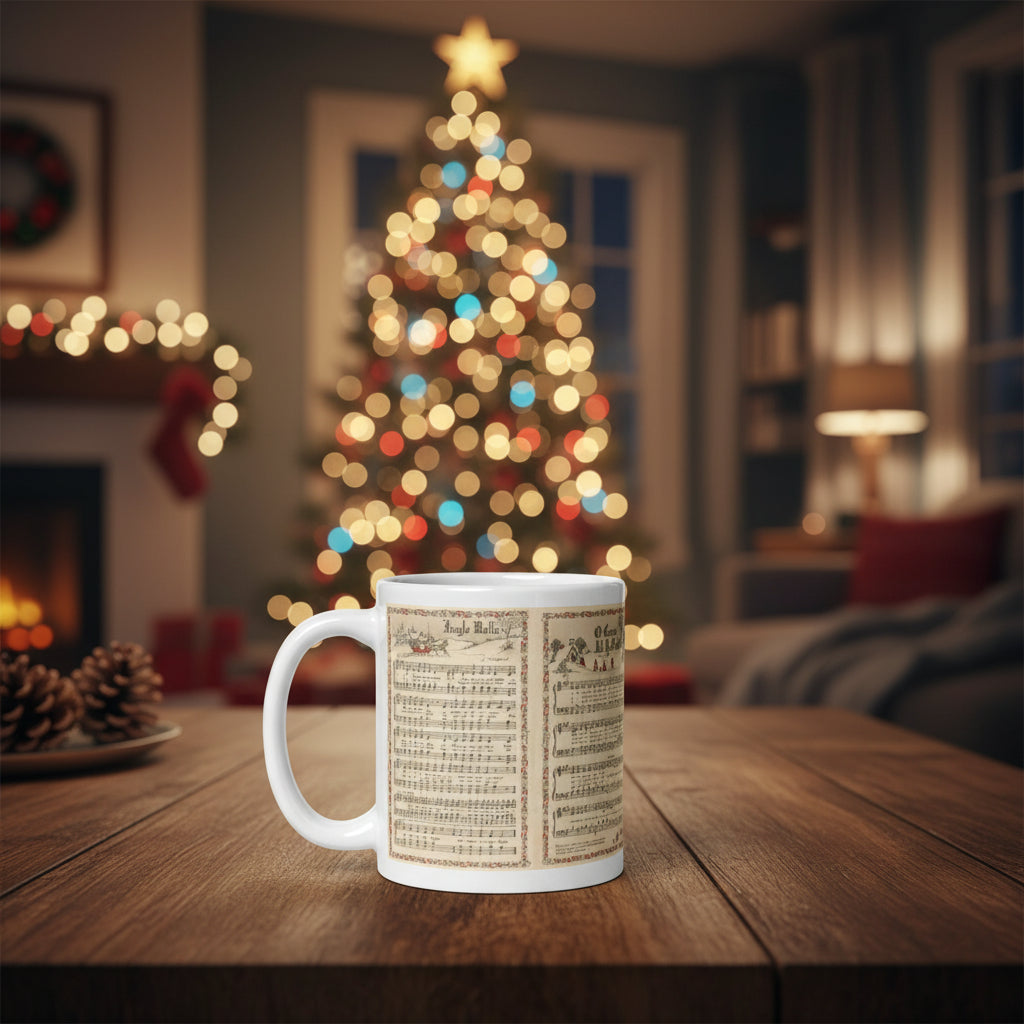 Christmas Sheet Music White glossy mug