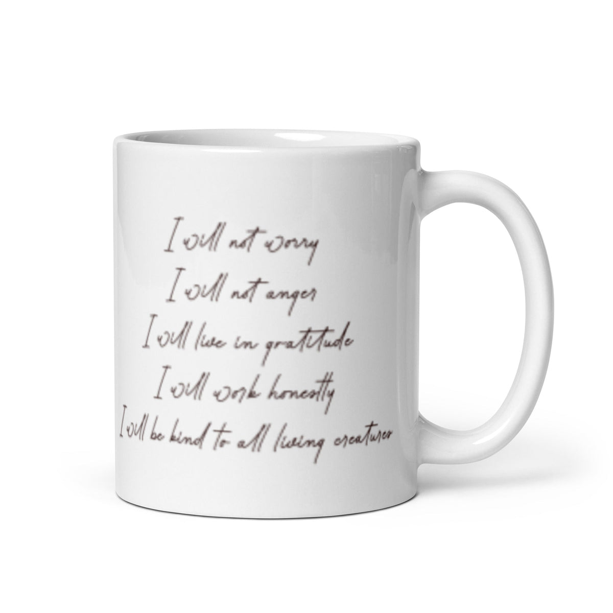 Just for Today Reiki Principle White Glossy Mug