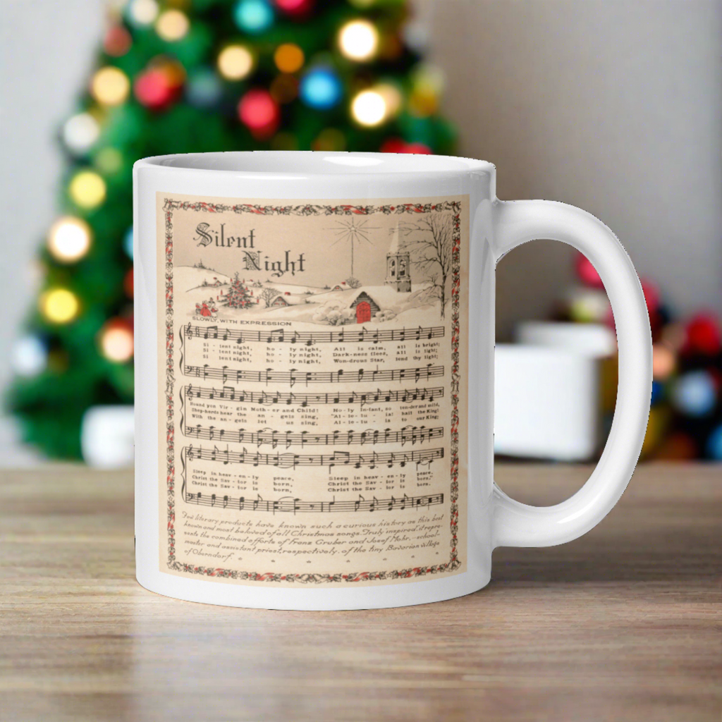 Silent Night Retro Christmas Sheet Music Glossy Coffee Mug