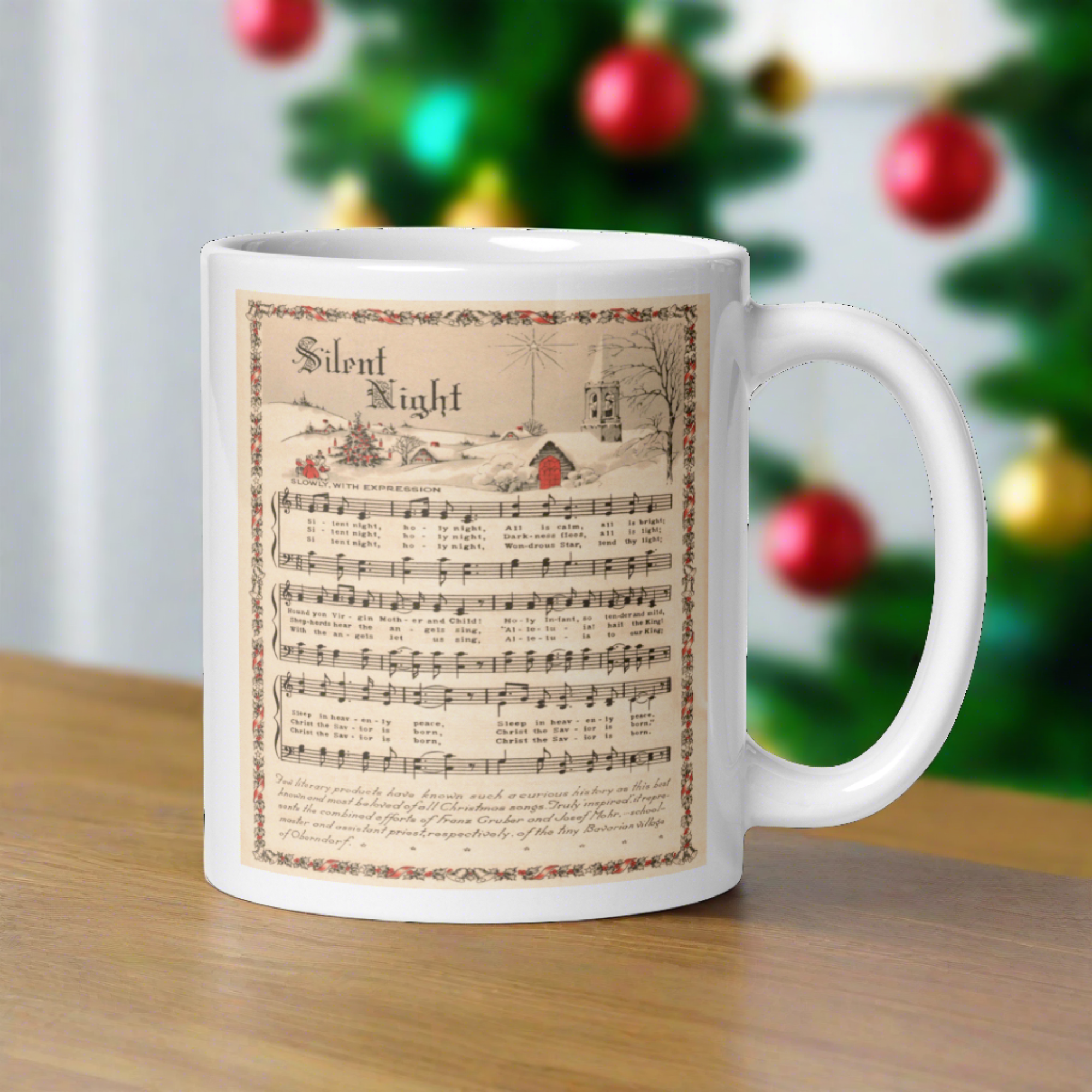 Silent Night Retro Christmas Sheet Music Glossy Coffee Mug
