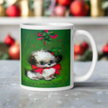 Christmas Puppy Under The Mistletoe Glossy Coffee Mug
