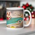 Santa In Convertible Car Midcentury Retro Christmas Glossy Coffee Mug