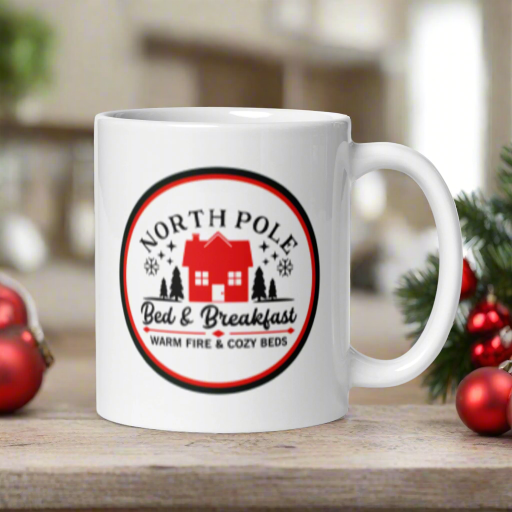North Pole Bed And Breakfast Warm Fire And Cozy Beds Christmas Mug