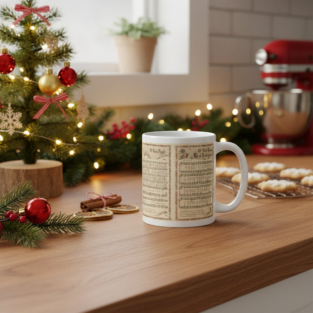 Christmas Sheet Music White glossy mug