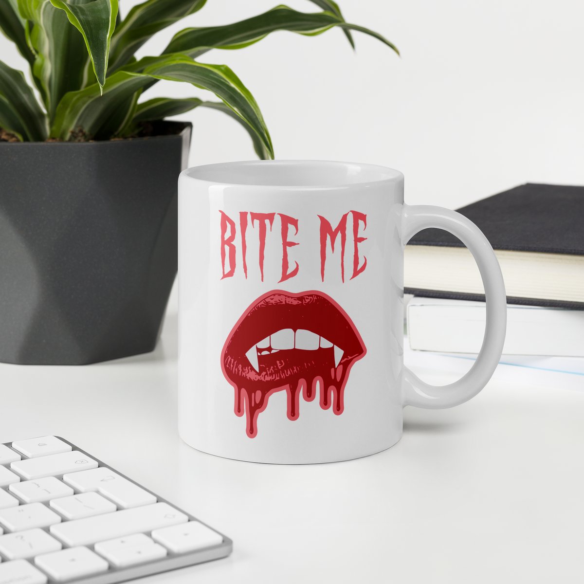 Bite Me Vampire Fangs Halloween Glossy Mug