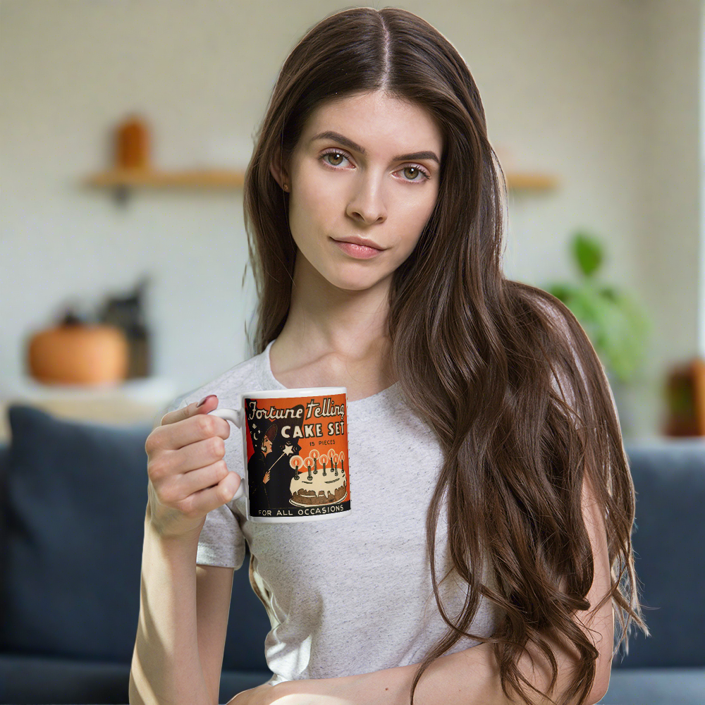 Fortune Telling Cake Set Retro Vintage Halloween Print Glossy Coffee Mug