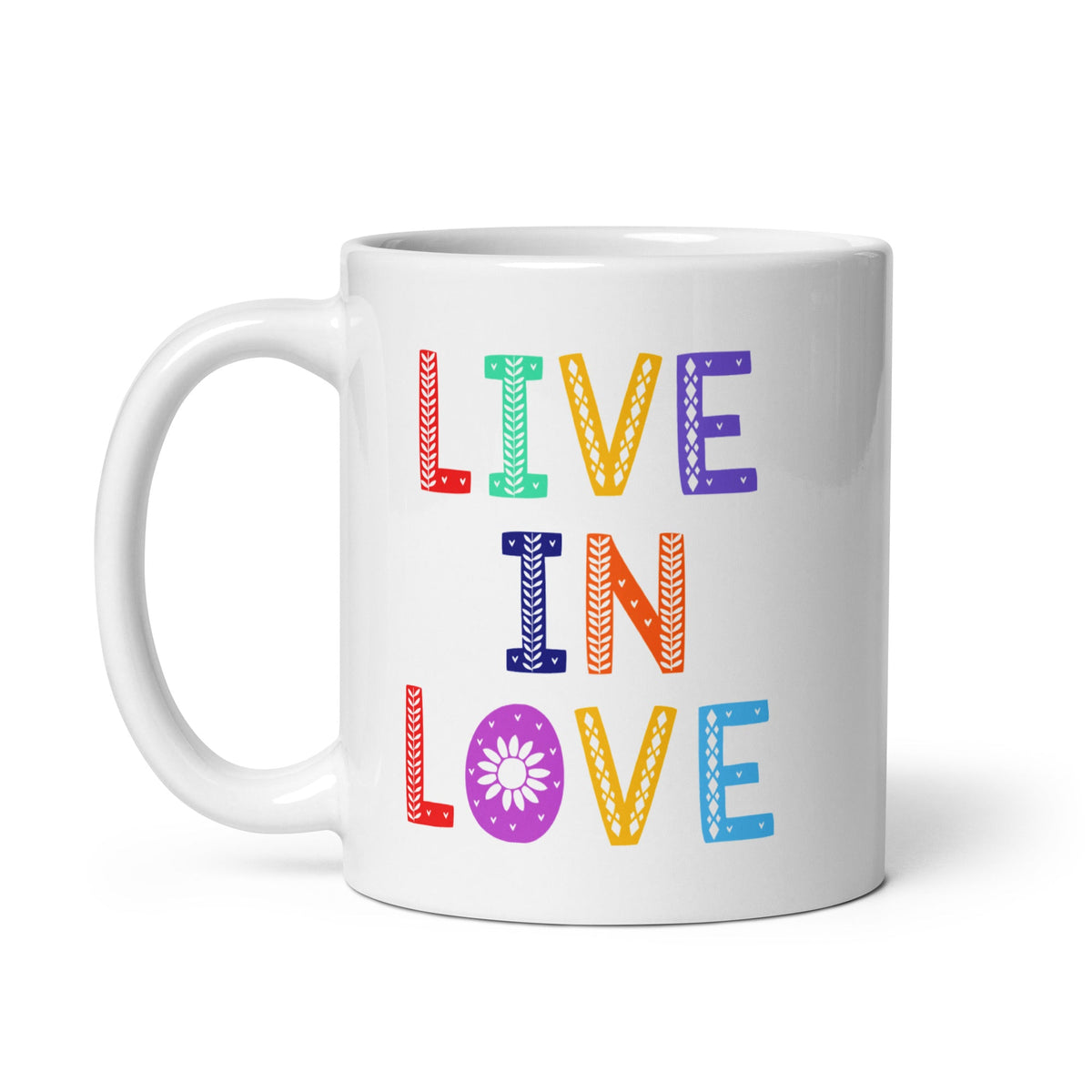 Live In Love White Glossy Coffee Mug