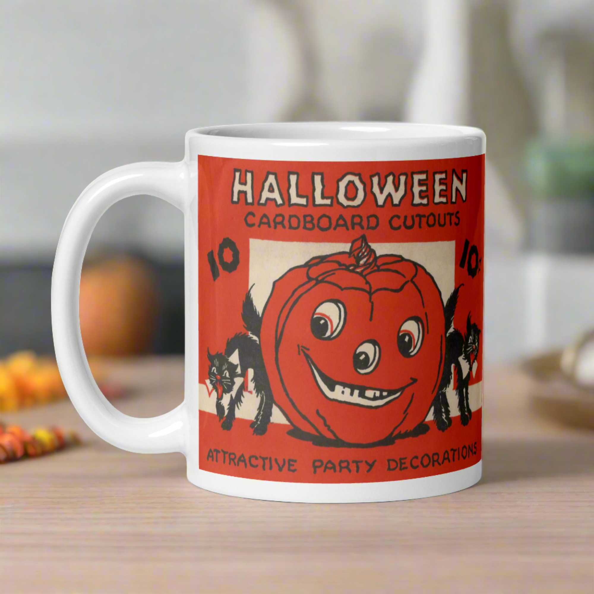 Halloween Cardboard Cutouts Decorations Black Cats Retro Halloween Glossy Coffee Mug