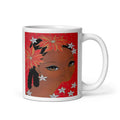 Christmas Lady With Poinsettias Mid Century Retro Christmas Print Glossy Coffee Mug