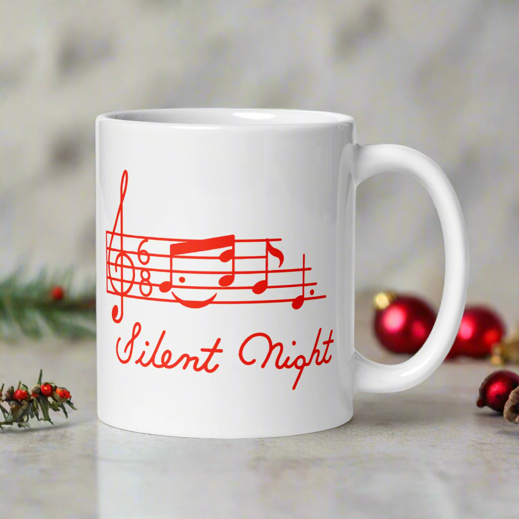 Silent Night Music 50s Mid Century Retro Christmas Glossy Coffee Mug