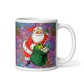 Santa With His Sack Of Presents Glitter Background Mid Century Retro Christmas Print Glossy Mug