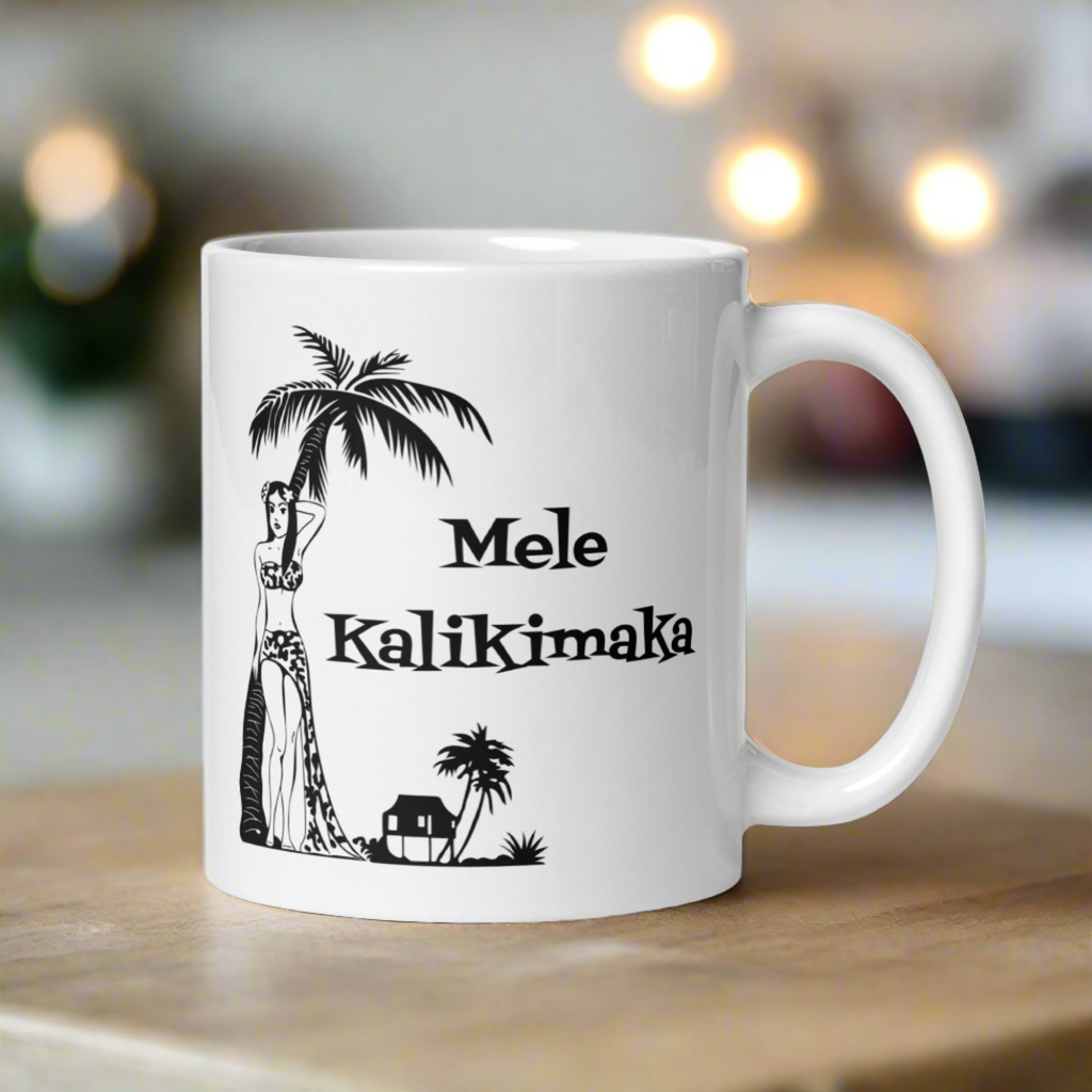 Mele Kalikimaka Atomic Era Style Christmas Glossy Coffee Mug